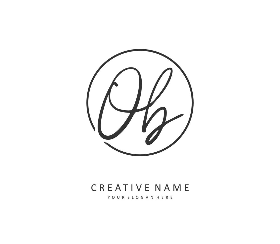 O b O eerste brief handschrift en handtekening logo. een concept handschrift eerste logo met sjabloon element. vector