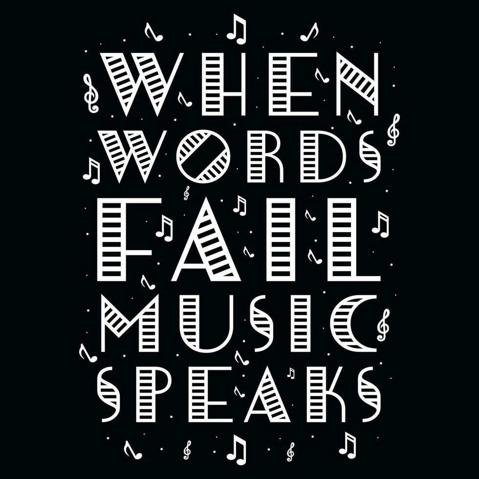 wanneer woorden mislukken muziek- speren muziek- typografie t-shirt ontwerp vector