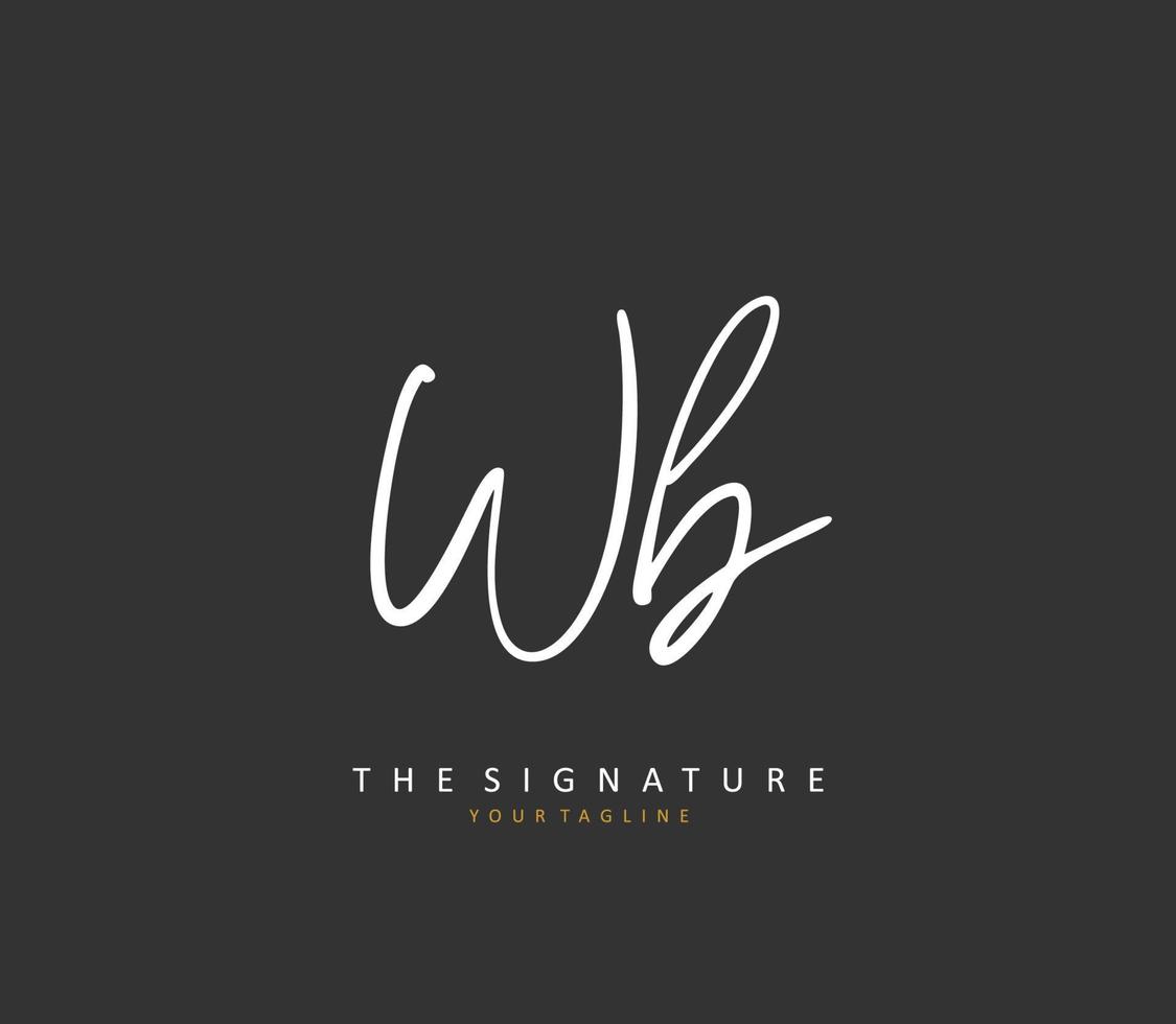 w b wb eerste brief handschrift en handtekening logo. een concept handschrift eerste logo met sjabloon element. vector