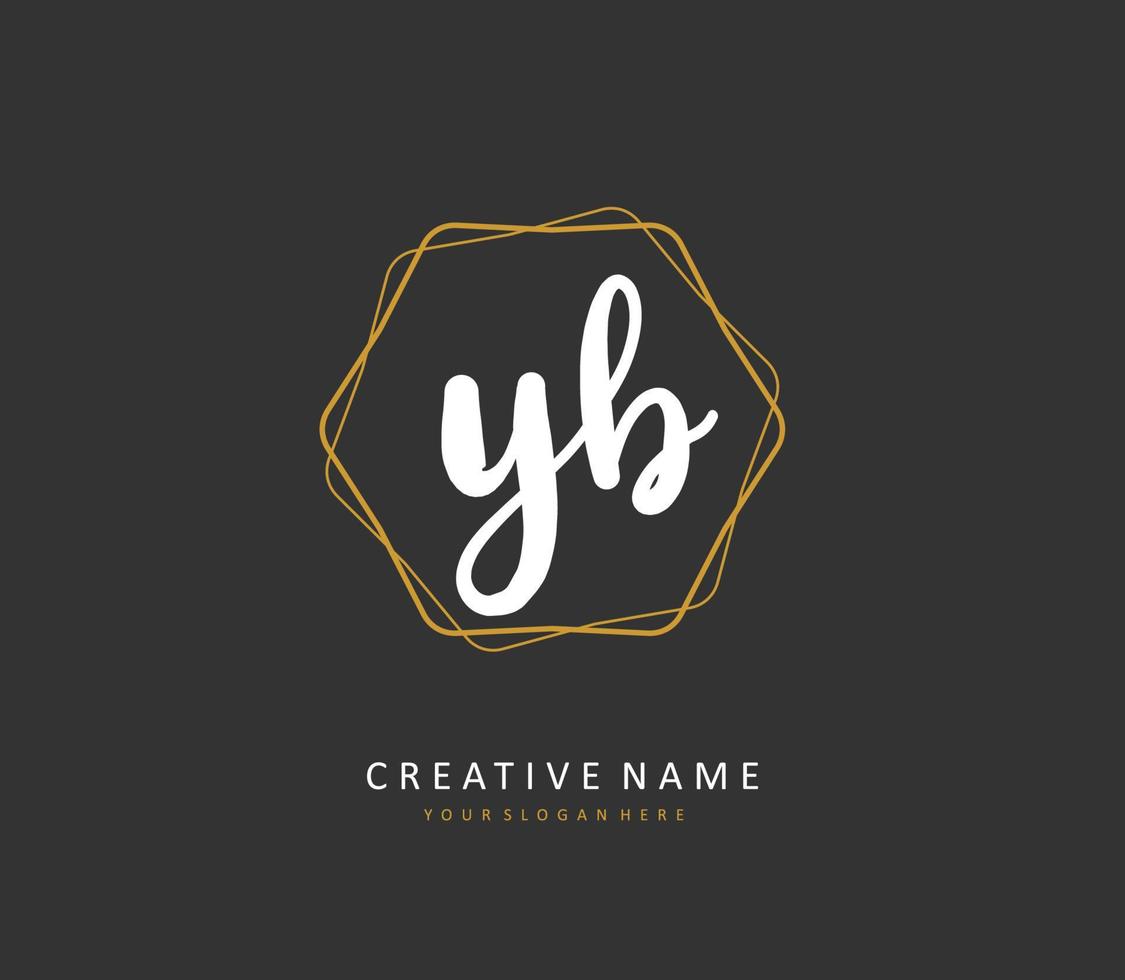 y b yb eerste brief handschrift en handtekening logo. een concept handschrift eerste logo met sjabloon element. vector
