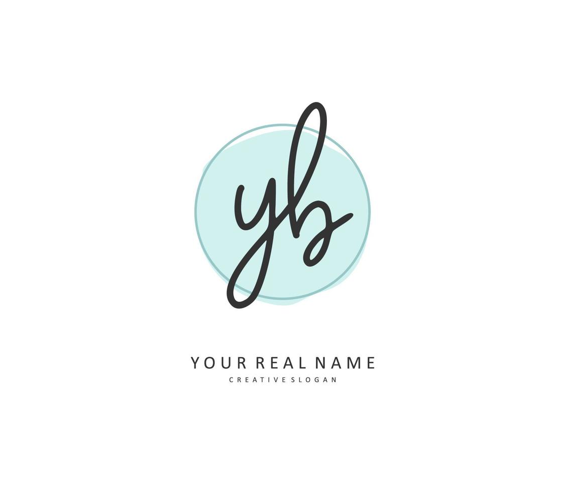 y b yb eerste brief handschrift en handtekening logo. een concept handschrift eerste logo met sjabloon element. vector