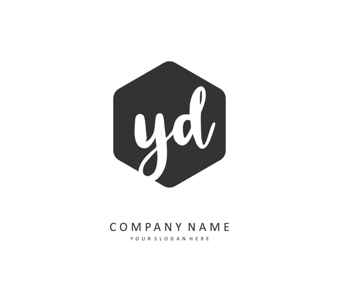 yd eerste brief handschrift en handtekening logo. een concept handschrift eerste logo met sjabloon element. vector