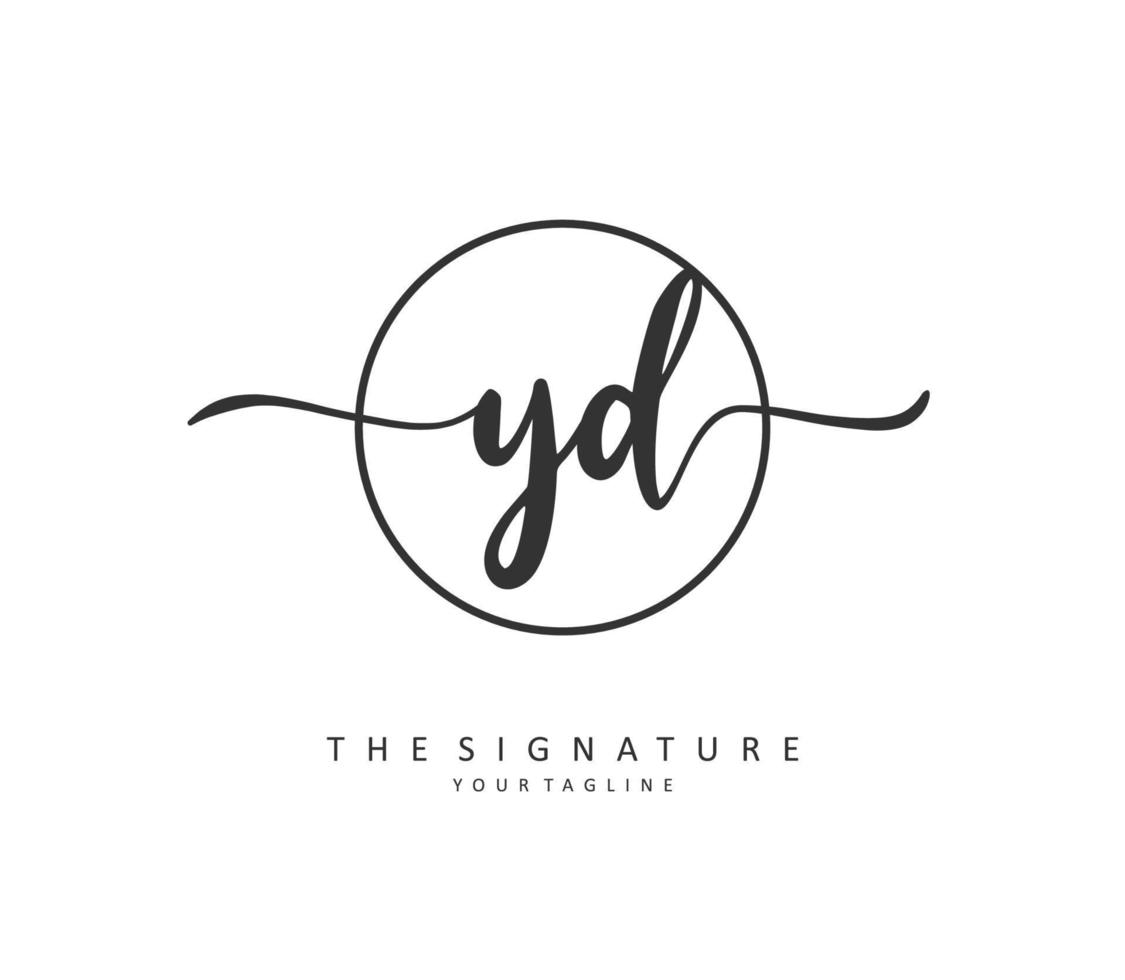 yd eerste brief handschrift en handtekening logo. een concept handschrift eerste logo met sjabloon element. vector