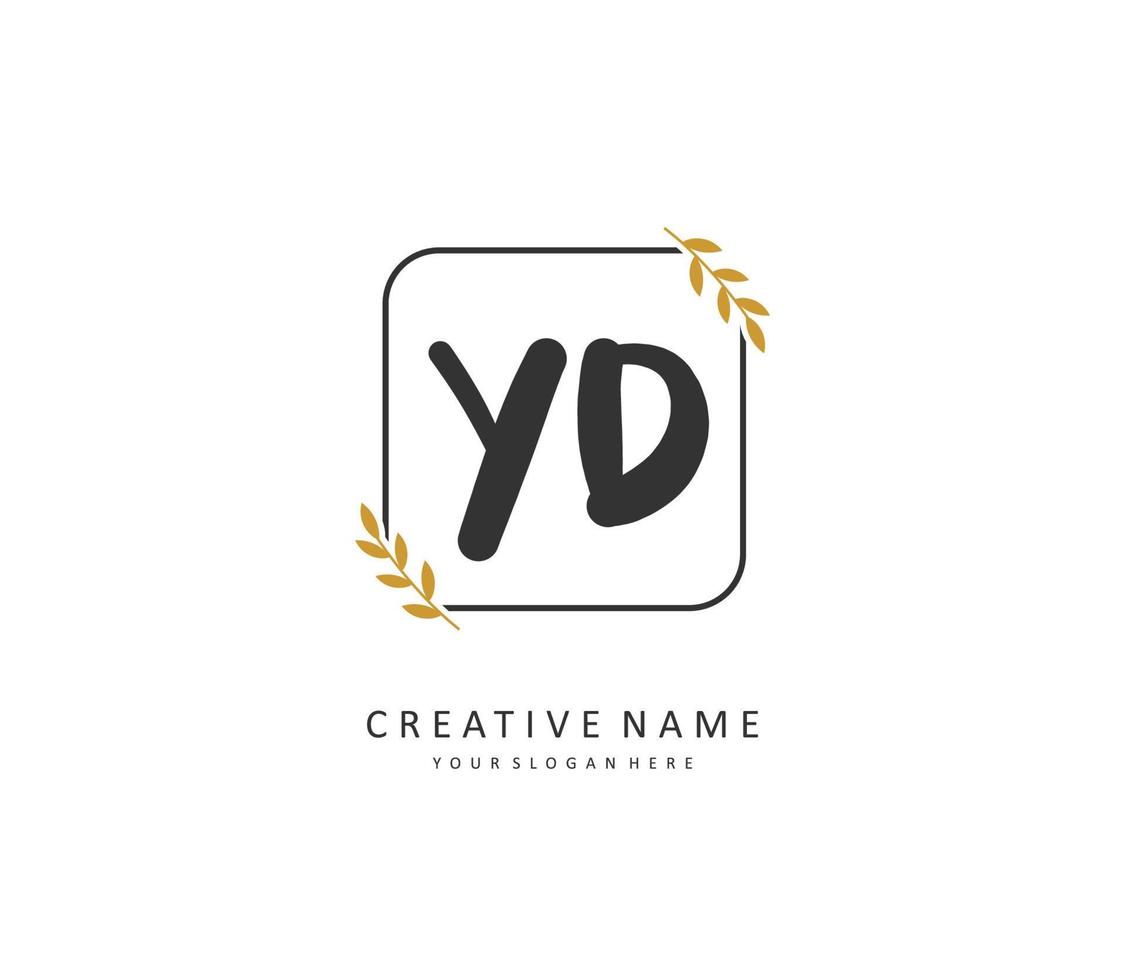 yd eerste brief handschrift en handtekening logo. een concept handschrift eerste logo met sjabloon element. vector