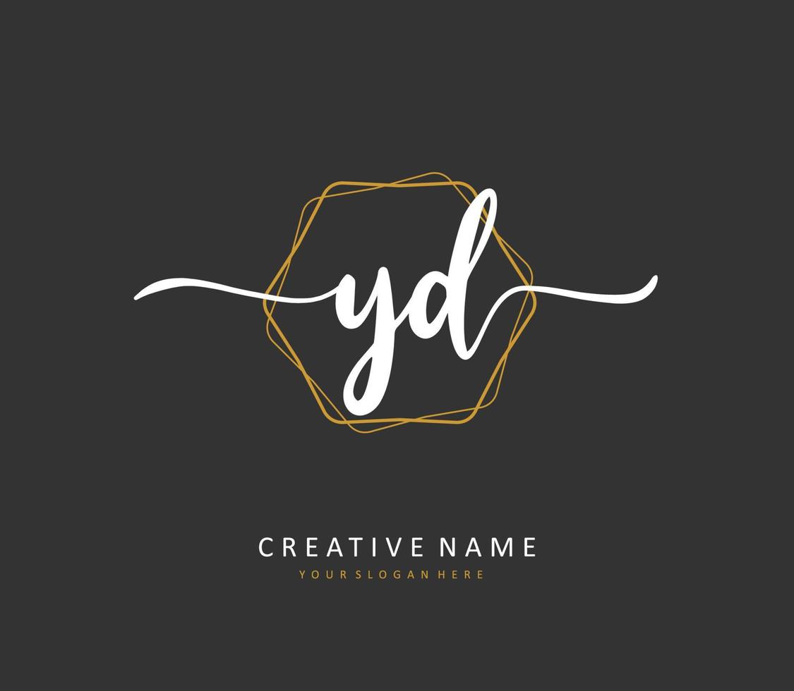 yd eerste brief handschrift en handtekening logo. een concept handschrift eerste logo met sjabloon element. vector