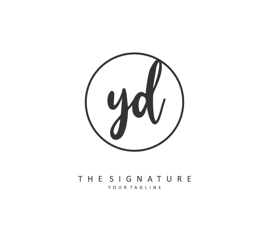 yd eerste brief handschrift en handtekening logo. een concept handschrift eerste logo met sjabloon element. vector