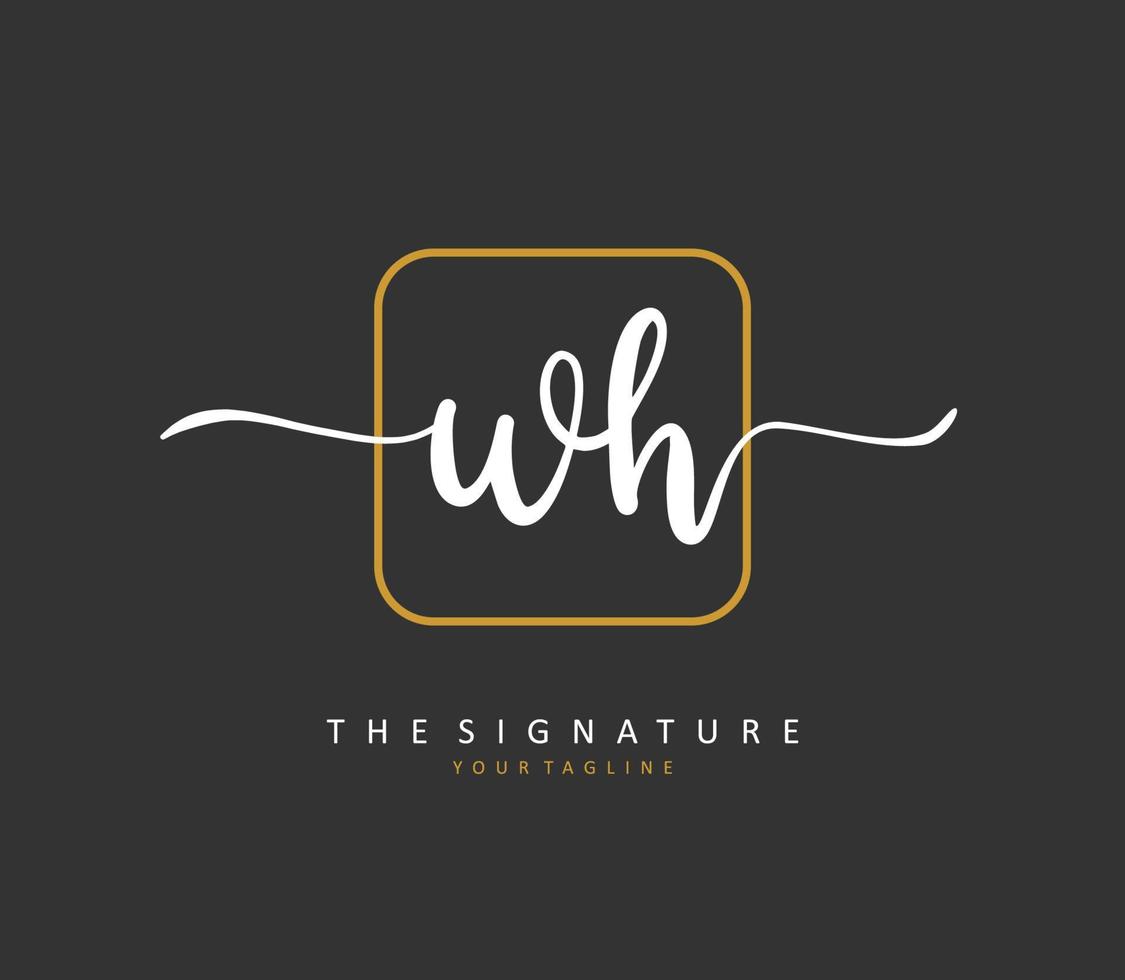 w h wie? eerste brief handschrift en handtekening logo. een concept handschrift eerste logo met sjabloon element. vector