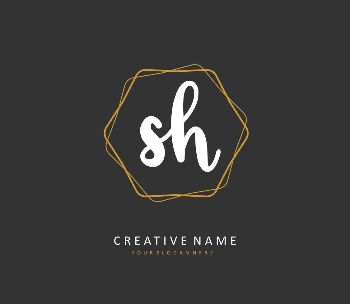 s h sh eerste brief handschrift en handtekening logo. een concept handschrift eerste logo met sjabloon element. vector