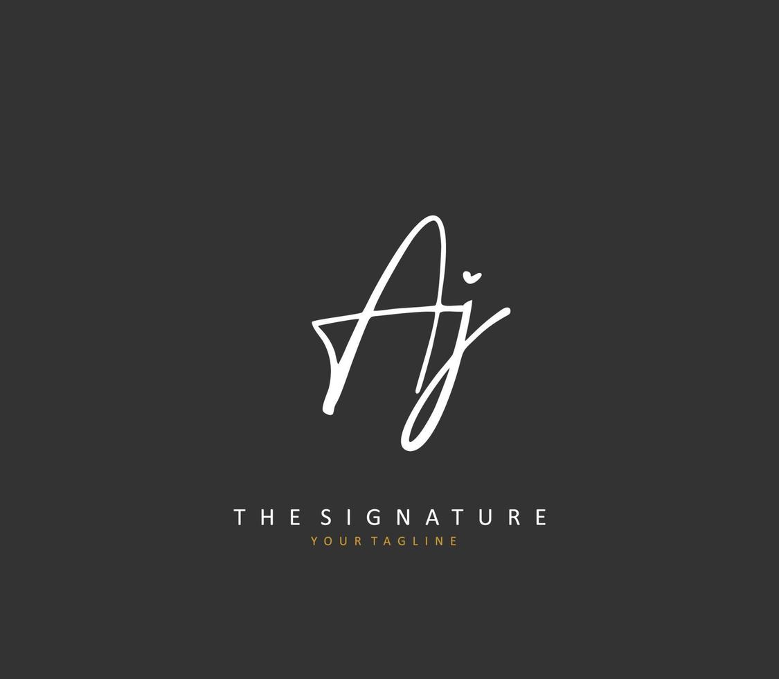 aj eerste brief handschrift en handtekening logo. een concept handschrift eerste logo met sjabloon element. vector