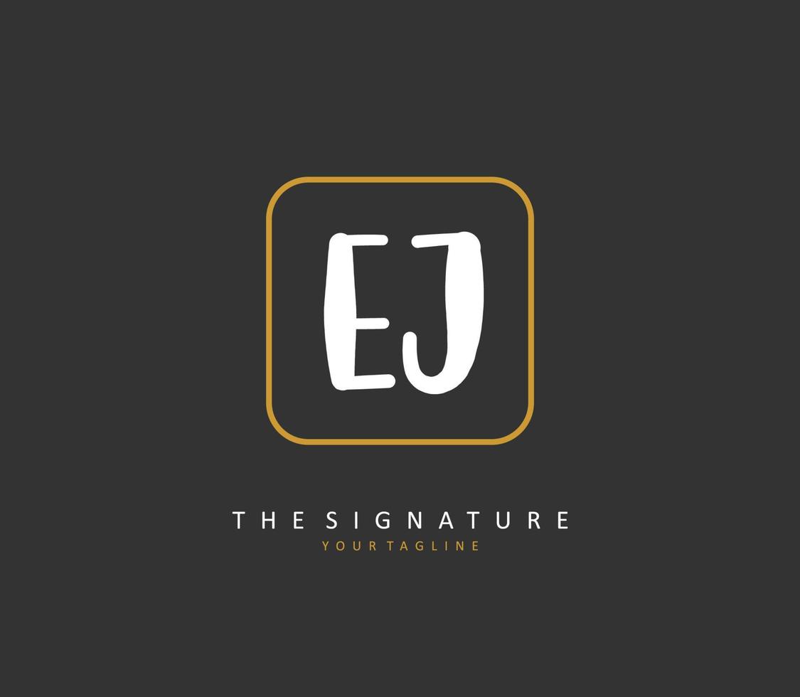 ej eerste brief handschrift en handtekening logo. een concept handschrift eerste logo met sjabloon element. vector