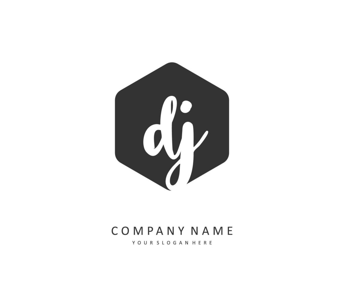 dj eerste brief handschrift en handtekening logo. een concept handschrift eerste logo met sjabloon element. vector