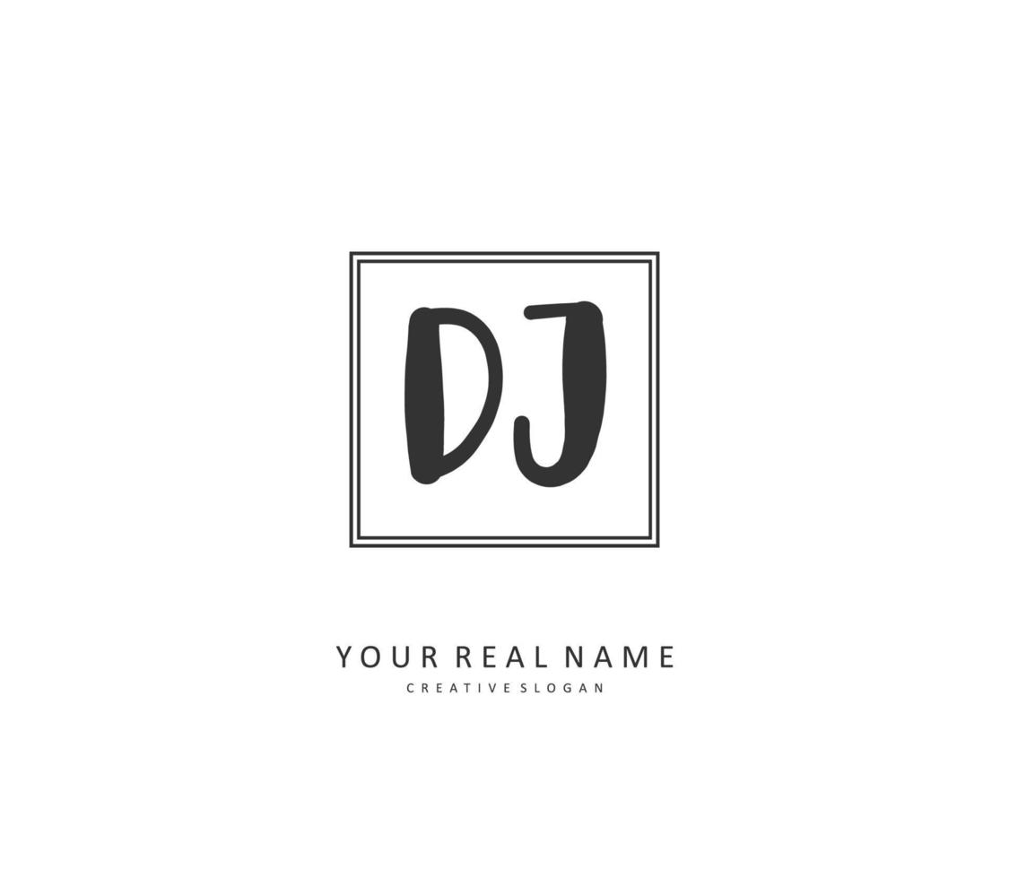 dj eerste brief handschrift en handtekening logo. een concept handschrift eerste logo met sjabloon element. vector