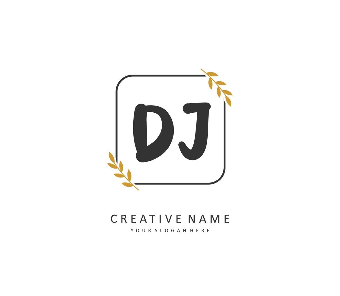 dj eerste brief handschrift en handtekening logo. een concept handschrift eerste logo met sjabloon element. vector