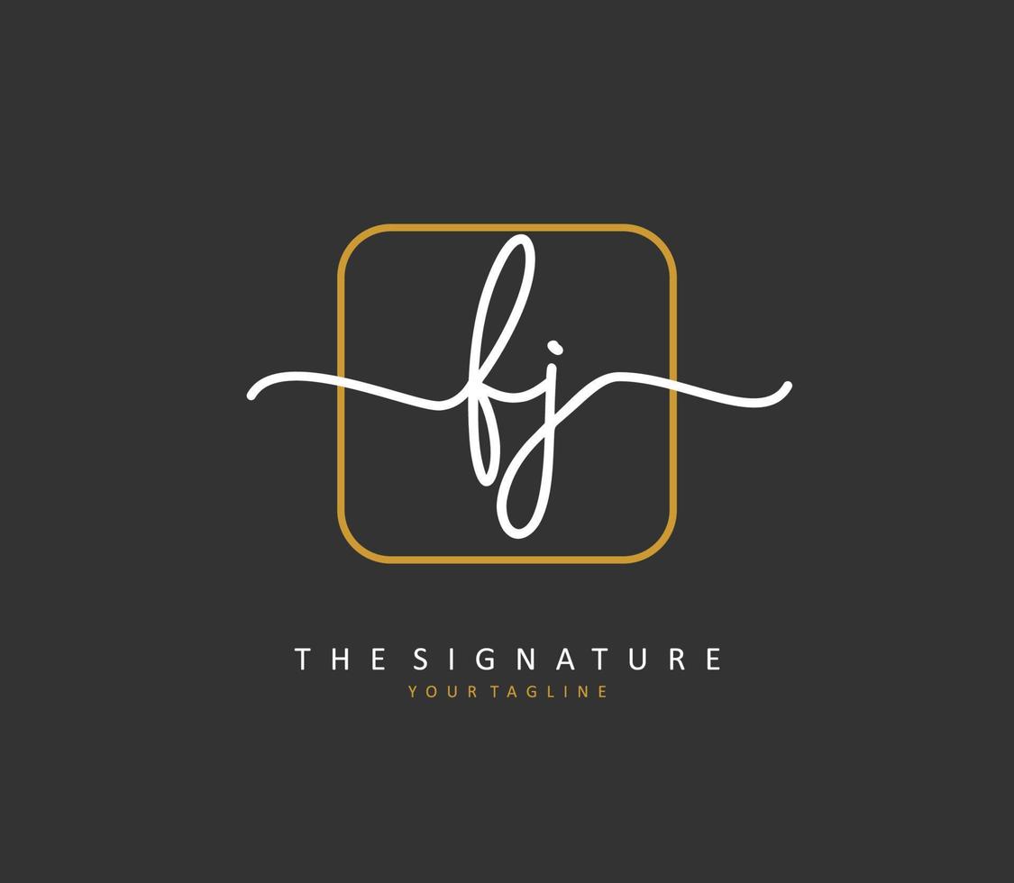 fj eerste brief handschrift en handtekening logo. een concept handschrift eerste logo met sjabloon element. vector