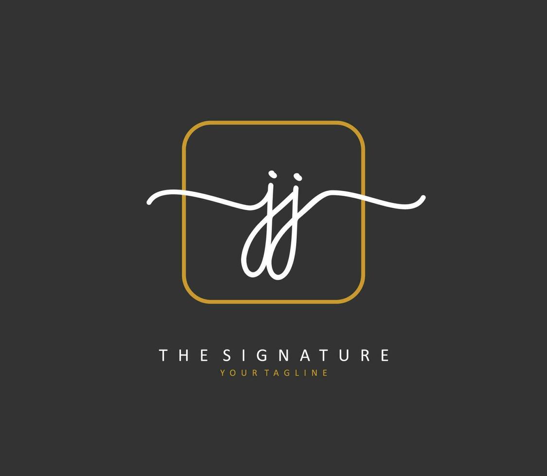jj eerste brief handschrift en handtekening logo. een concept handschrift eerste logo met sjabloon element. vector