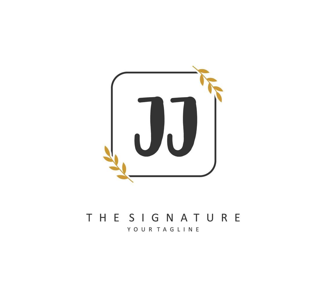 jj eerste brief handschrift en handtekening logo. een concept handschrift eerste logo met sjabloon element. vector