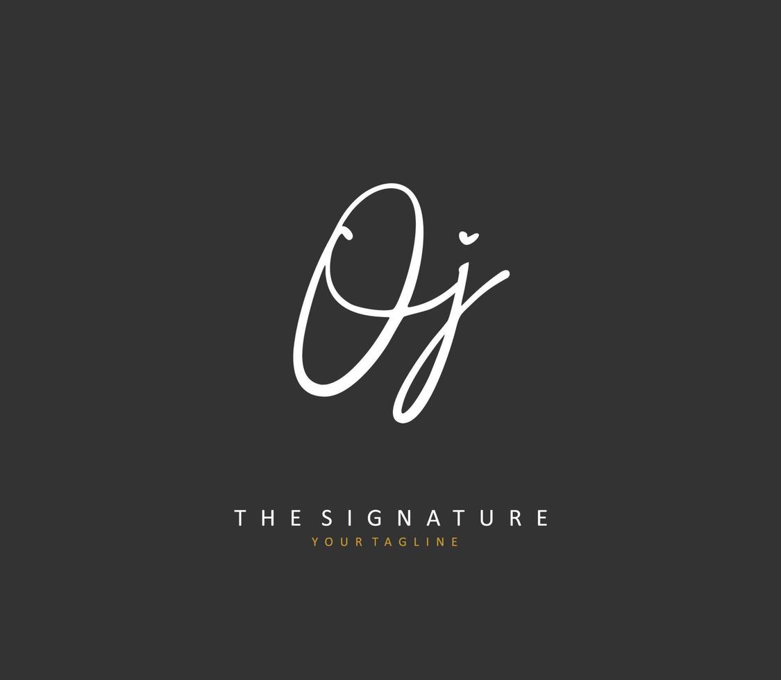 oj eerste brief handschrift en handtekening logo. een concept handschrift eerste logo met sjabloon element. vector