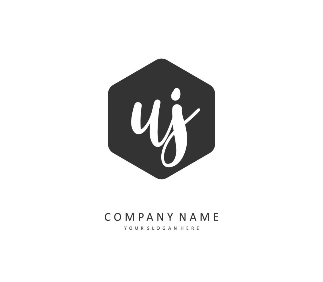 uj eerste brief handschrift en handtekening logo. een concept handschrift eerste logo met sjabloon element. vector