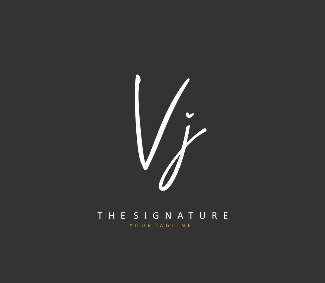 vj eerste brief handschrift en handtekening logo. een concept handschrift eerste logo met sjabloon element. vector