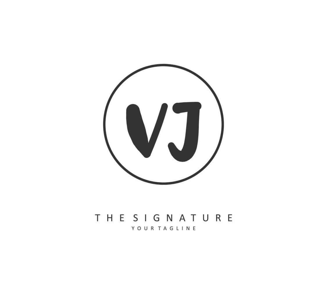 vj eerste brief handschrift en handtekening logo. een concept handschrift eerste logo met sjabloon element. vector