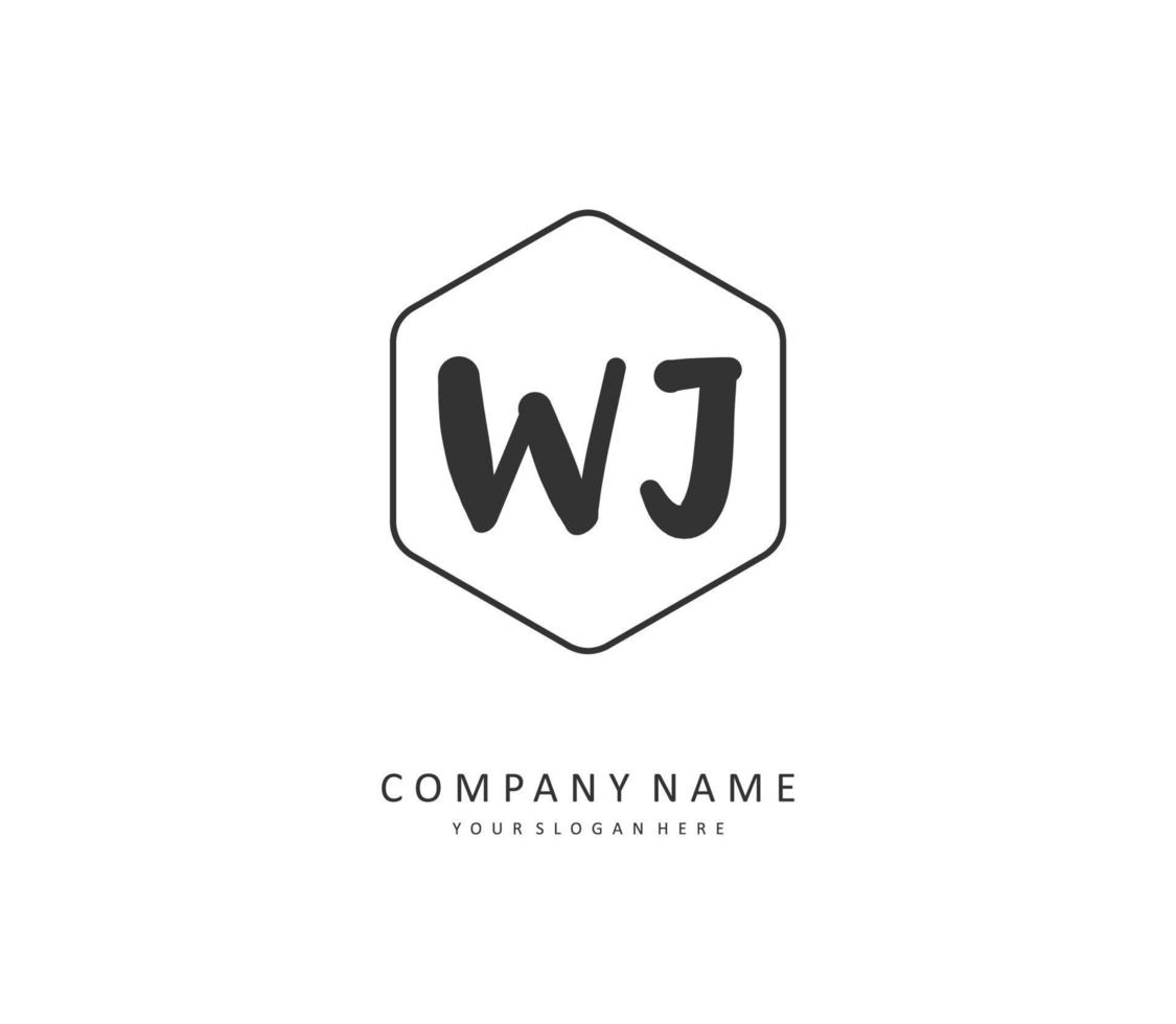 wj eerste brief handschrift en handtekening logo. een concept handschrift eerste logo met sjabloon element. vector