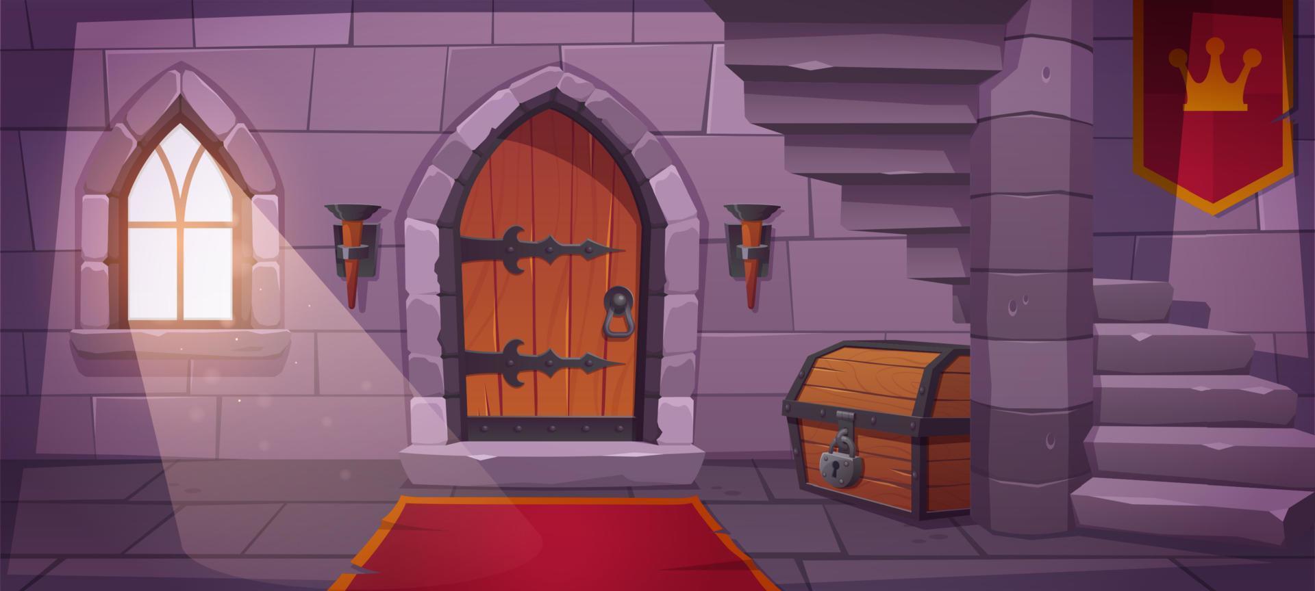 ondergronds kerker in kasteel met houten deur vector