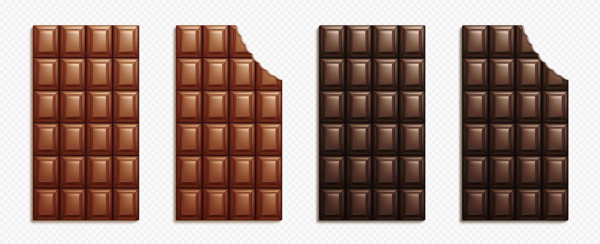 realistisch reeks van geheel en bijten chocola bars vector