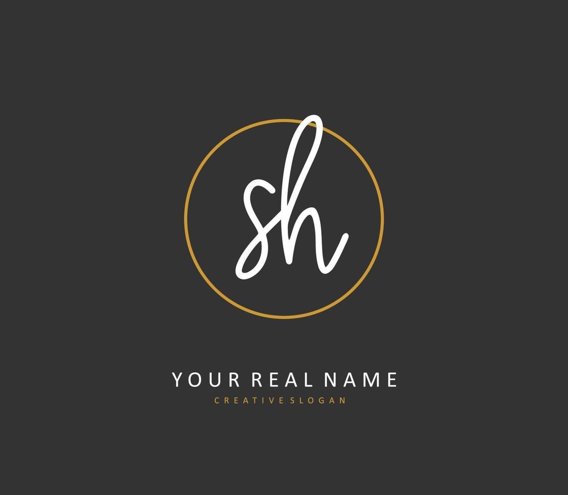 s h sh eerste brief handschrift en handtekening logo. een concept handschrift eerste logo met sjabloon element. vector