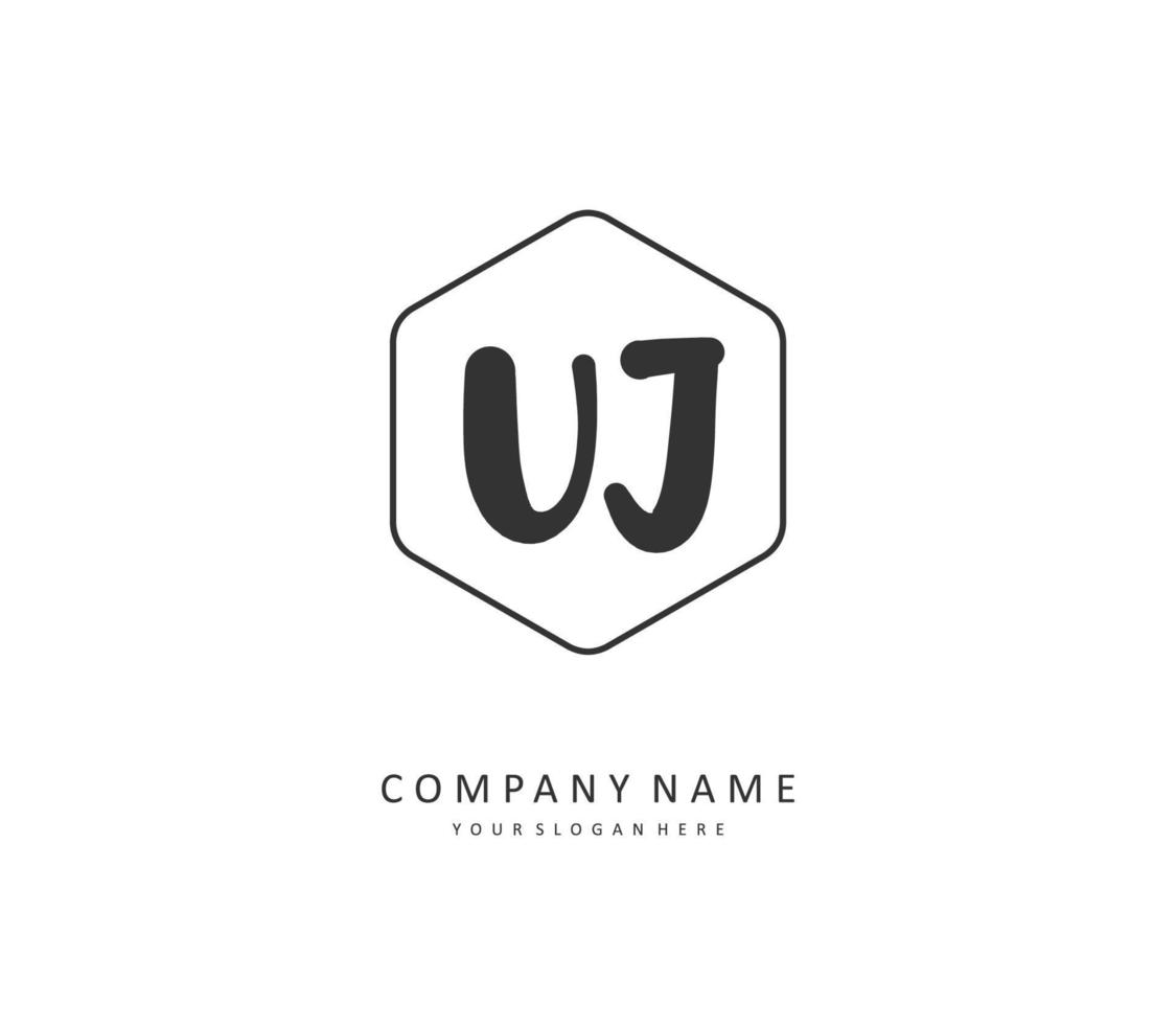 uj eerste brief handschrift en handtekening logo. een concept handschrift eerste logo met sjabloon element. vector