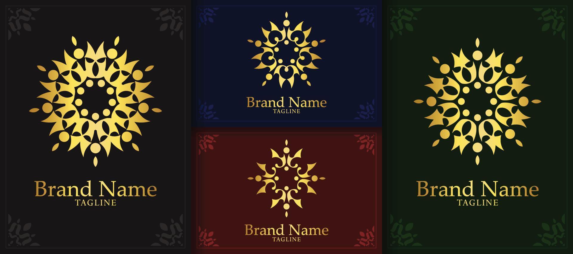 set ornament logo lijn kunst stijl luxe vector