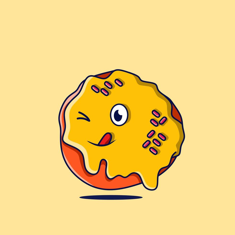 donut illustratie tekenfilm met schattig uitdrukking vector