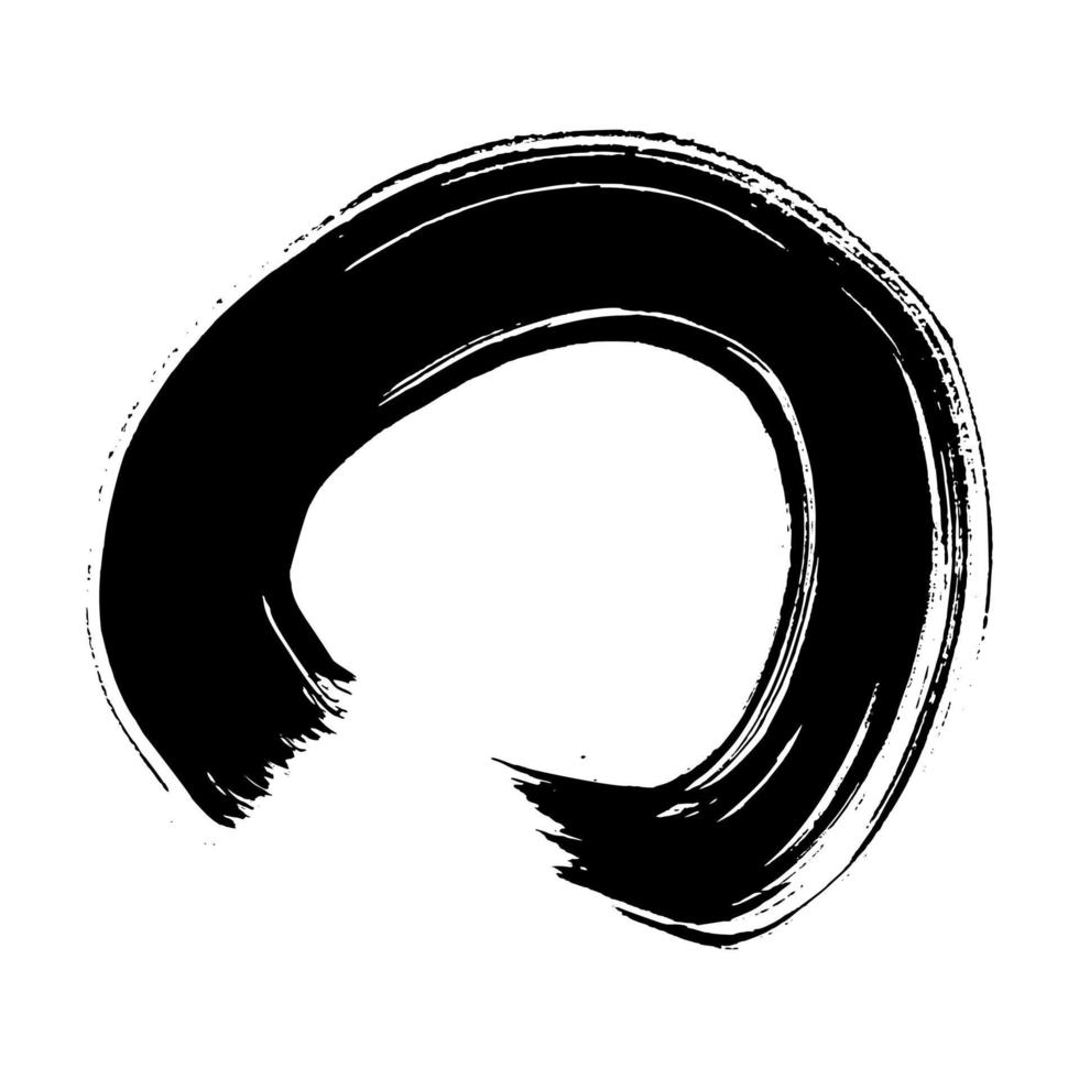 zwart grunge borstel beroerte in cirkel het formulier. geschilderd inkt cirkel. inkt plek geïsoleerd Aan wit achtergrond. vector illustratie