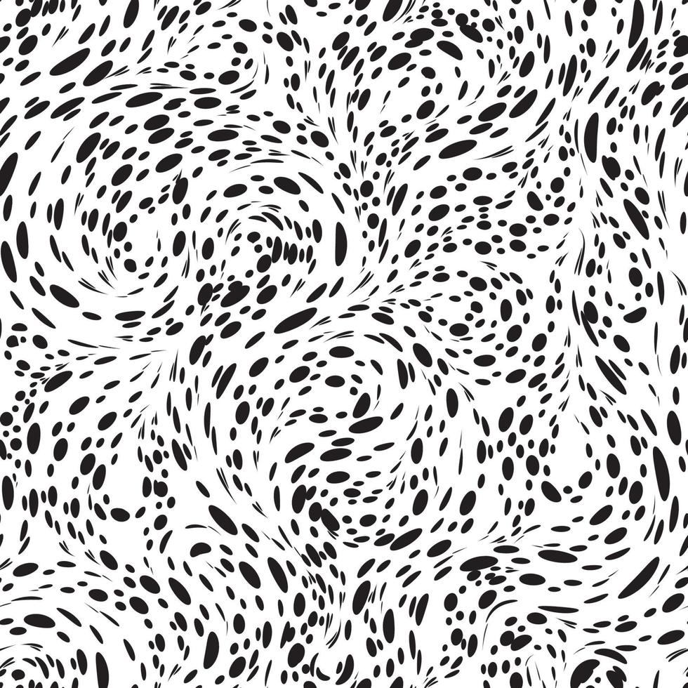 naadloze zwart-wit vector patroon voor het decoreren van stoffen of papier van stippen of cirkels die ronddraaien in de vorm van lussen en spiralen