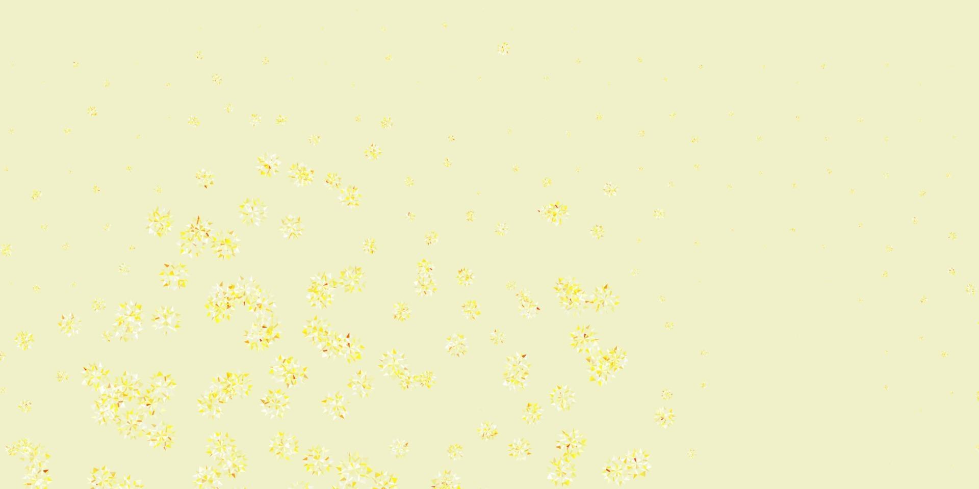 lichtrode, gele vectorachtergrond met Kerstmissneeuwvlokken. vector