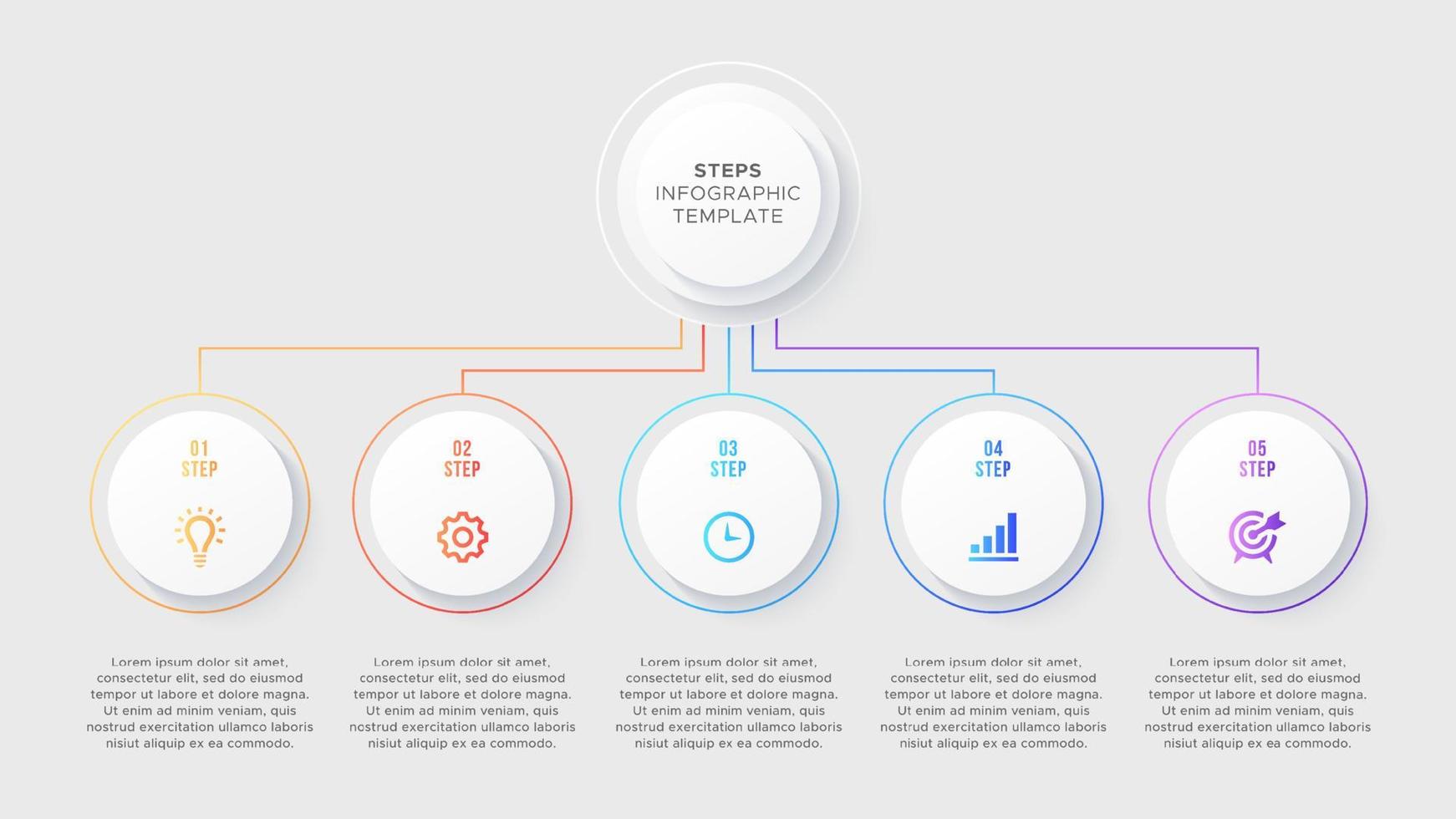 vijf 5 stappen opties cirkel bedrijf infographic modern ontwerp sjabloon vector