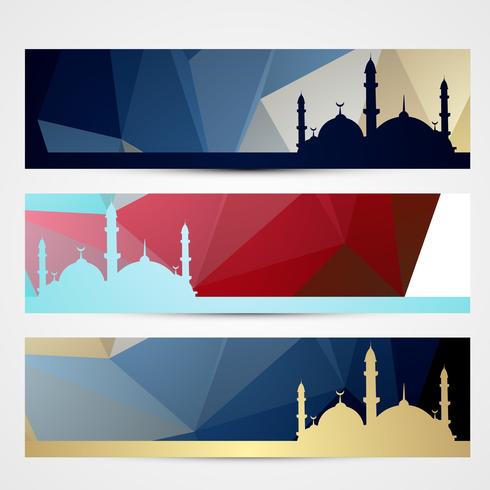 stijlvolle set ramadan headers vector