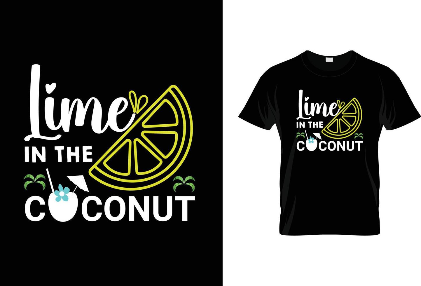 limoen in de kokosnoot t-shirt ontwerp vector