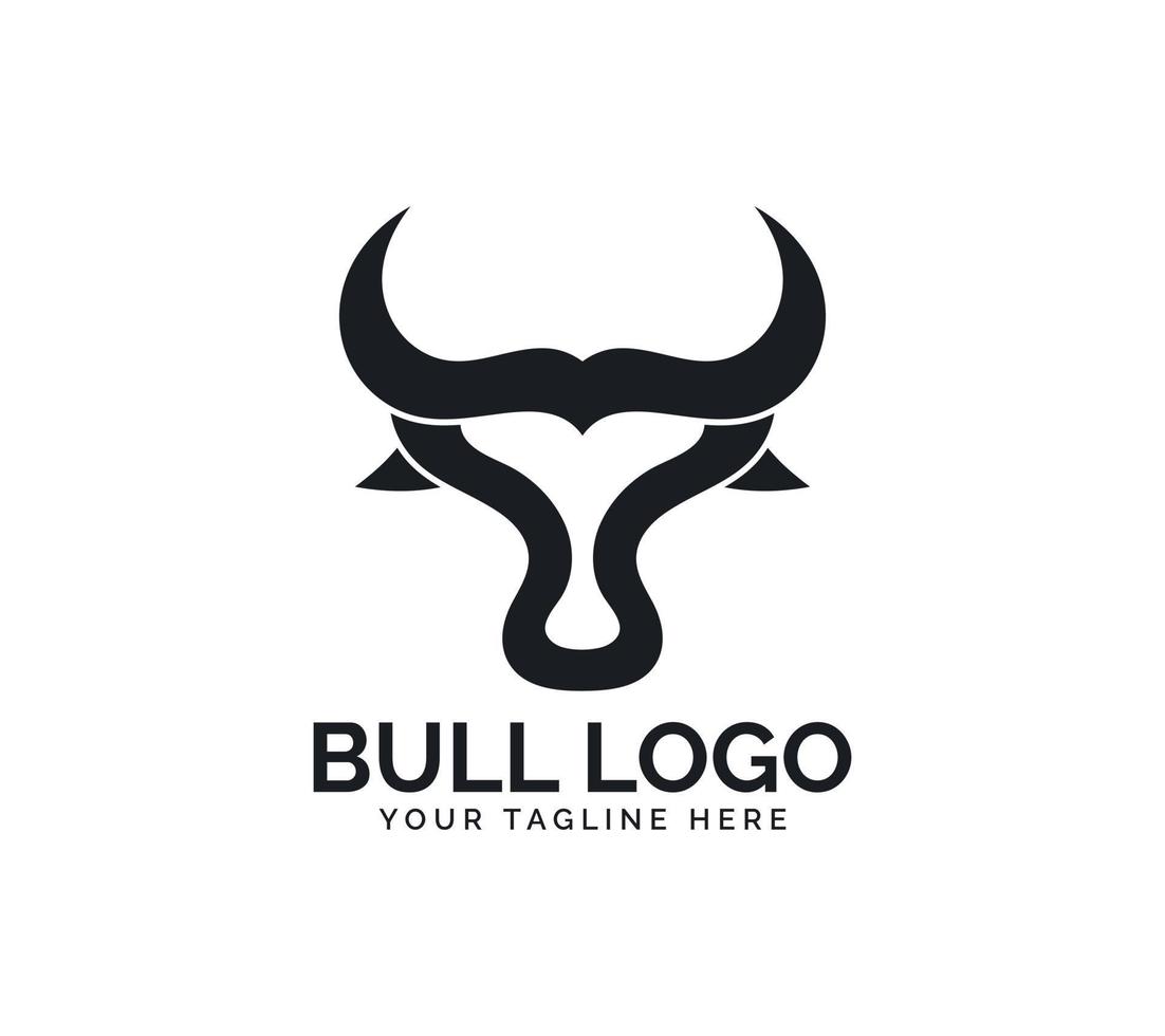 stier hoofd logo ontwerp Aan wit achtergrond, vector illustratie.