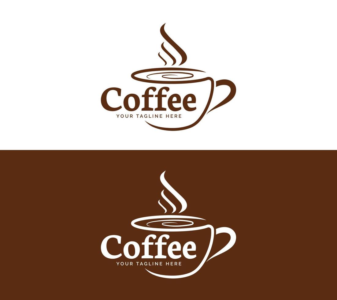 koffie tekst gebaseerd logo ontwerp, vector illustratie.