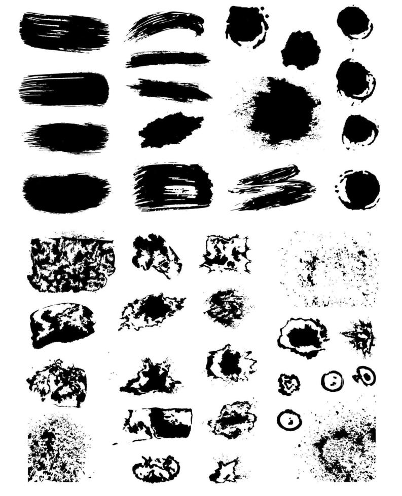 reeks van verschillend zwart plons, verzameling borstel slagen. vector