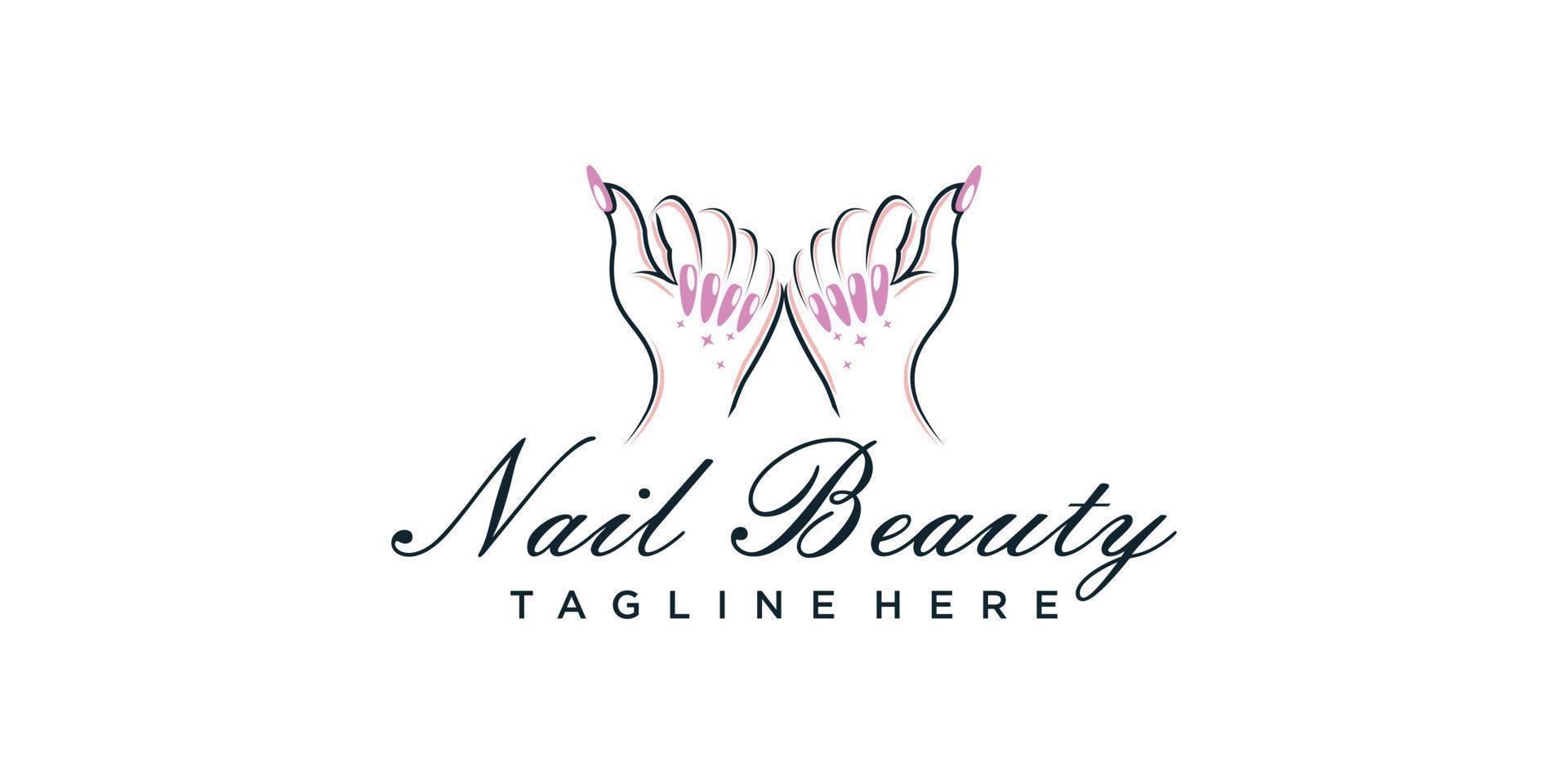 logo nagel schoonheid of nagel Pools icoon logo ontwerp voor schoonheid salon met uniek concept premie vector