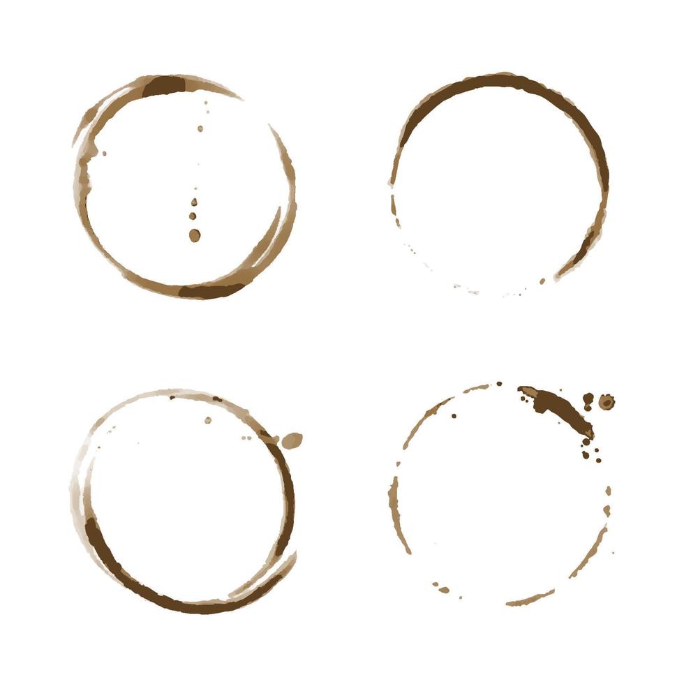 vector koffie bekladden reeks geïsoleerd Aan wit achtergrond. kop ring spatten en cirkel drinken merken