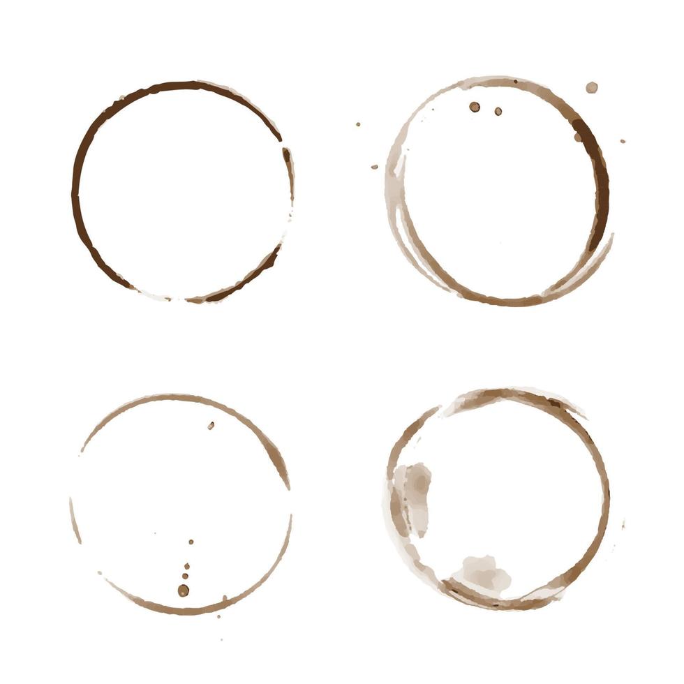 vector koffie bekladden reeks geïsoleerd Aan wit achtergrond. kop ring spatten en cirkel drinken merken