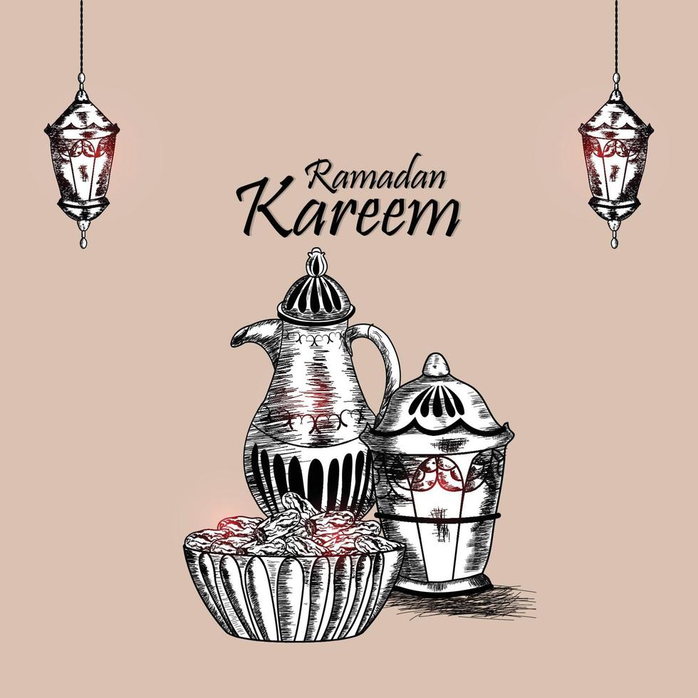 ramadan mubarak hand loting wenskaart vector