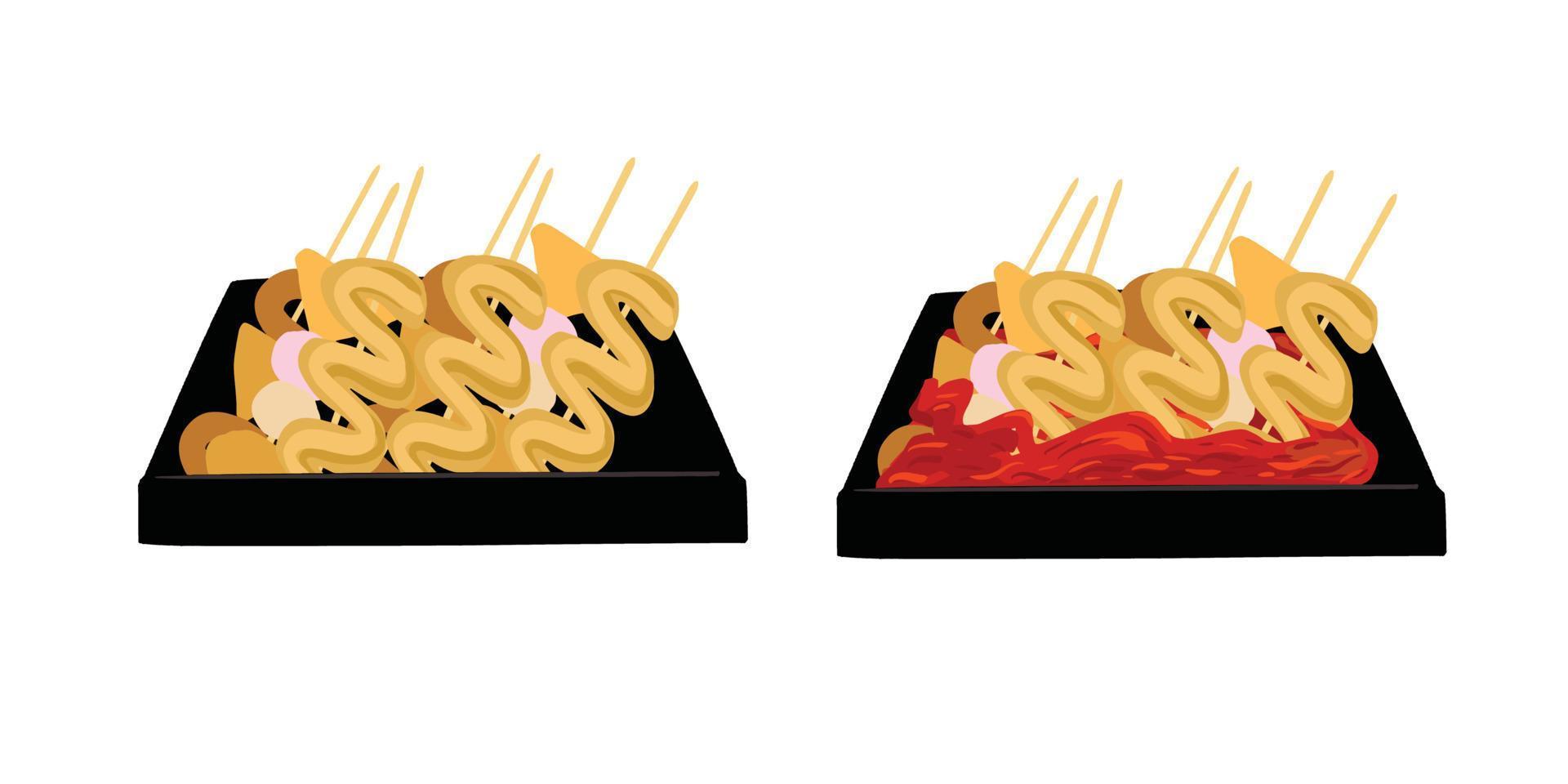 vector hand- getrokken vlak ontwerp Koreaans vis taart tussendoortje en soep illustratie