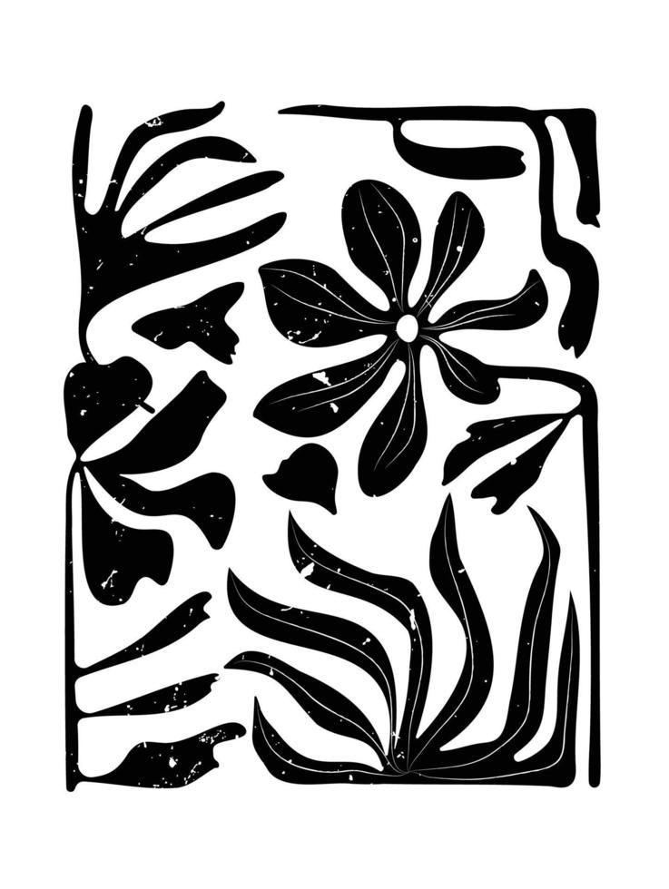 matisse kunst achtergrond vector. abstract natuurlijk hand- getrokken patroon ontwerp met bloemen, bladeren, takken. gemakkelijk hedendaags stijl geïllustreerd ontwerp voor kleding stof, afdrukken, omslag, banier, behang. vector