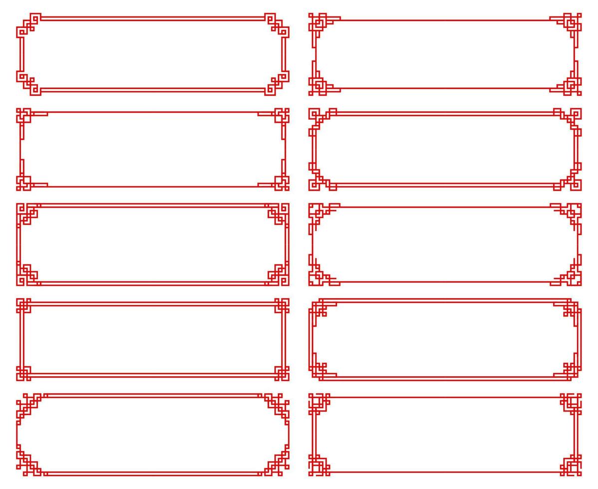 Chinese rood lijsten, grenzen, Aziatisch meetkundig lijnen vector