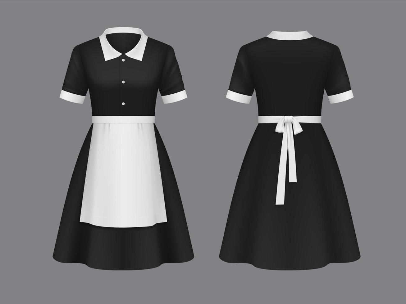 hulp in de huishouding, serveerster uniform, hotel arbeider jurk mockup vector