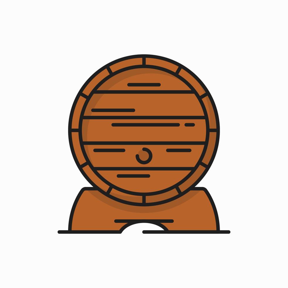 vaatje van wijn schets icoon. houten vat vector