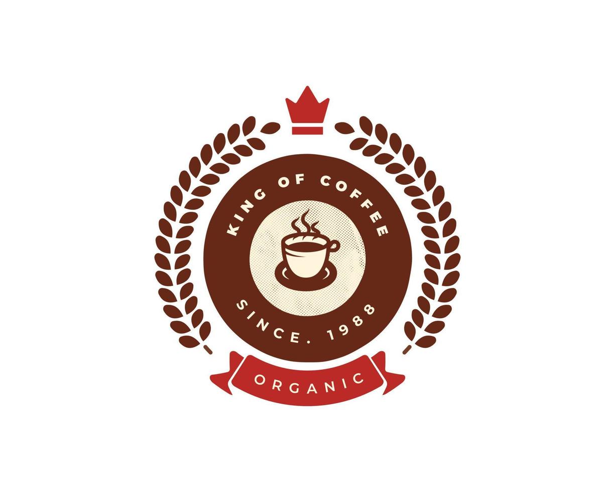 koffie cafe retro wijnoogst cirkel insigne logo, koning van koffie, cafe winkel logo, vector eps het dossier